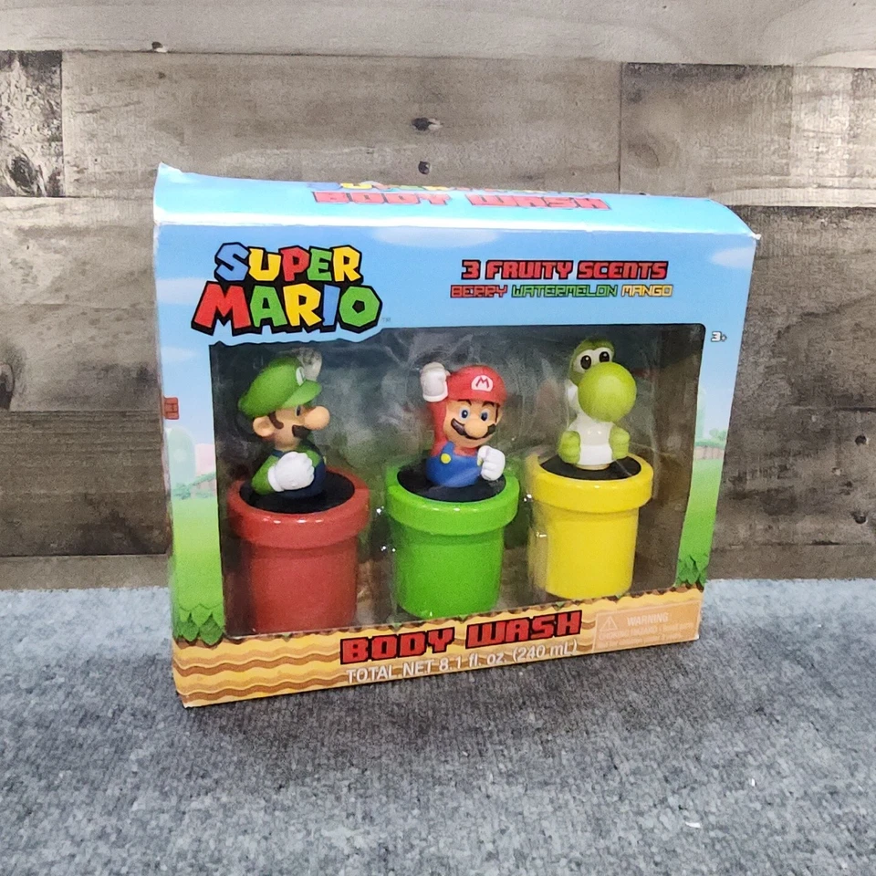 Super Mario 3-Piece Body Wash Gift Set 1/4 Full Containers w/ Box - Image 1 of 4