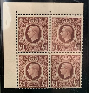1939 ARMS £1 CORNER MARGINAL BLOCK - Picture 1 of 2