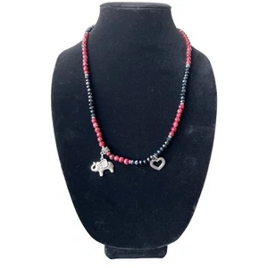 Necklace with Black and Red Beads with Charms - Picture 1 of 1