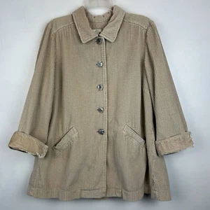 J Jill Jacket Womans L Corduroy Cotton Button Up Beige Boyfriend Chore Shacket - Picture 1 of 13