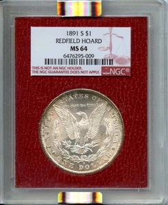 1891-S $1 Morgan Dollar Redfield Hoard NGC MS64 - Picture 1 of 2