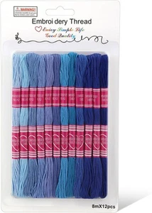 Embroidery Floss, 12 Skeins Blue Embroidery Thread, Friendship Bracelet String f - Picture 1 of 7