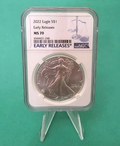 2022 - 1 oz. AMERICAN SILVER EAGLE EARLY RELEASES MS 70 NGC - Picture 1 of 2