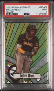 2023 Bowman Draft Bowman Glass #BGA12 Dillon Head PSA 9 - Bild 1 von 2