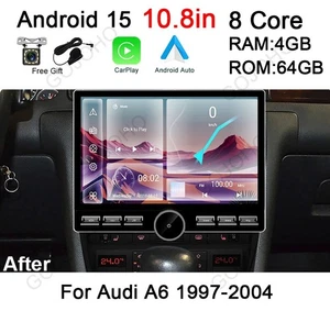 64GB For Audi A6 1997-2004 Apple CarPlay Android 15 Car Radio Navi Stereo Wifi - Picture 1 of 16