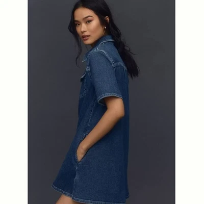 Anthropologie Pilcro Westley Regenerative Cotton Denim Zipper Dress Sz Large - Image 1 of 4