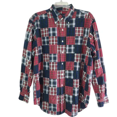 Austin Reed XL Men’s Plaid Patchwork Madras Cotton Long Sleeve Sport Shirt - Image 1 of 4