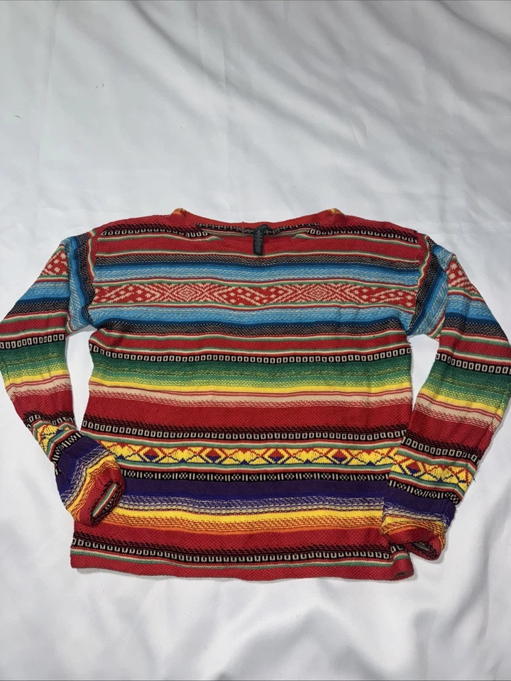 Винтажный свитер Ralph Lauren Jeans Co Xl Serape в полоску Southwest хлопок шерсть - Изображение 1 из 4