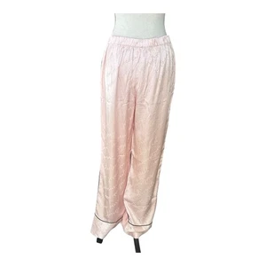 Pantalones de pijama de satén rosa Victoria’s Secret M logotipo escritura ropa de salón VS suaves - Imagen 1 de 6