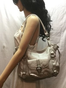 Michael Rome Gray Leather Shoulder Bag, Purse, Made in Italy - Picture 1 of 1