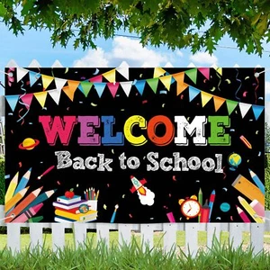 Welcome Back to School Banner Extra Large First Day of School Hanging Fabric ... - Picture 1 of 7