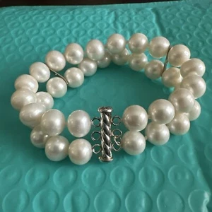 Double Strand Freshwater Cultured Pearl 7.5-8 "  925 clasp - Picture 1 of 3