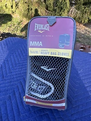 NEW EVERLAST MMA Heavy Bag Gloves -- L/XL -- Black -- 7502LXL -- fighting boxing - Image 1 of 4
