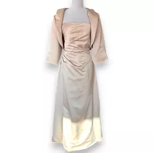 Abito da sposa David madre della sposa champagne senza spalline e giacca bolero taglia 14 - Foto 1 di 14