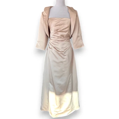 Davids Bridal mother of the bride champagne strapless gown & bolero jacket sz 14 - Image 1 of 4