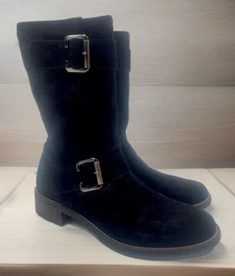 Botas Paul Green Suri Talla 8.5 Negras Gamuza Hebilla con Cinturón Media Pantorrilla Foto 1 de 4