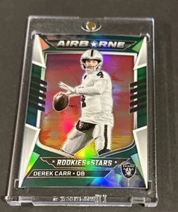 2022 PANINI ROOKIES AND STARS DEREK CARR AIRBORNE GREEN PRIZM SSP #’d 5/5! - Picture 1 of 8