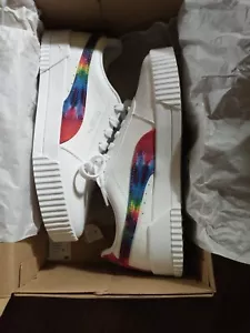 PUMA Junior White Carina Tie Dye JR Soft Foam Sneakers Kids Size 6C NEW IN BOX - Picture 1 of 10