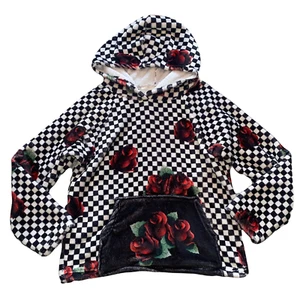 Penelope Wildberry girls plush blanket fleece checkered rose pullover hoodie 10 - Picture 1 of 3