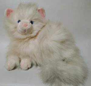 Vintage Walmart Katze weiß Plüschtier Stofftier 12 Zoll rosa gepunktete Ohren - Bild 1 von 4