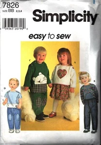 Simplicity 7826 ~ Tallas 2-3-4 ~ Top, falda y pantalones para niños pequeños - Imagen 1 de 4