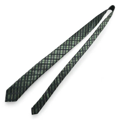 Apt. Gravata 9 verde listrada preta xadrez fina poliéster 58" L - 2,75" W - Imagem 1 de 4