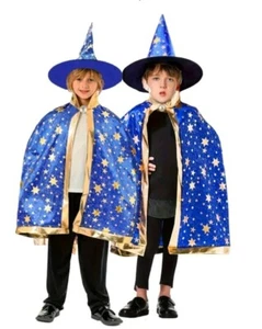 Halloween Costume kids wizard cape and hat age 2 to 10 - Picture 1 of 5