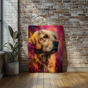 Arte de pared abstracto dorado dorado dorado brillante colorido retrato de perro pintura - Imagen 1 de 21