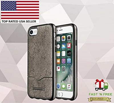 Rebecca Minkoff Slide Case for iPhone 8 & iPhone 7 Cracked Leather Antracite - Image 1 of 2