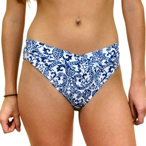 KECHIKA WOMEN'S SWIMWEAR V WAISTED BOTTOM NWT B44 "ROYAL HAWAIIAN" RWN RNV - Picture 1 of 4
