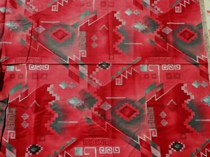 Alexander Henry Fabric BURNT WATER KILIM Geometric ETHNIC Red Dark Green BTY - Picture 1 of 2
