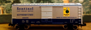 ATLAS N SCALE #3424 40' BOX CAR B&O SENTINEL #466096 L/N In the Box - Picture 1 of 5