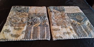 Pottery Barn Mackenna Patchwork Standard Schein Paar grau blau weiß grün Paisley - Bild 1 von 12
