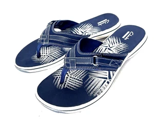 Clarks 25506 Damen-Flip-Flop-Sandalen marineblau/weiß Brise Meer Freizeit US 10 - Bild 1 von 10