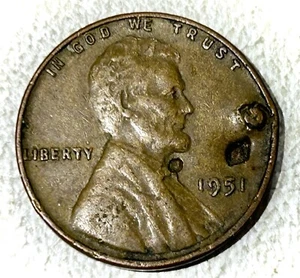 1951 Lincoln Wheat Cent with Obverse and Reverse Lamination Error Coin - Picture 1 of 2