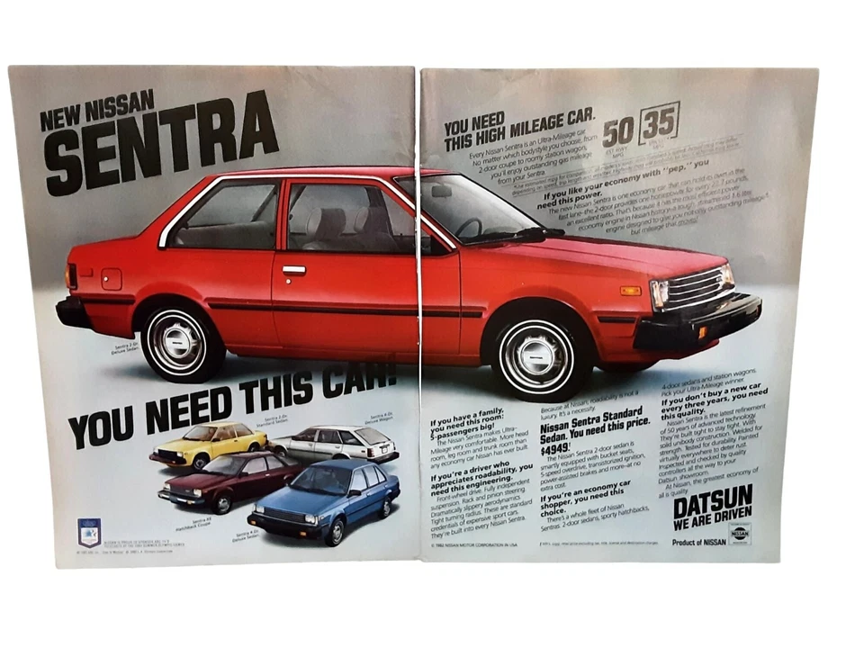 Nissan Sentra 1982 1983 original Necesitas este auto página completa anuncio impreso vintage Foto 1 de 1