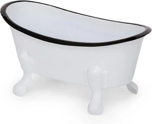 Rustic Enamel 1 Piece 5.5" Metal Clawfoot Mini Bathtub Soap Dish Mini White - Picture 1 of 3