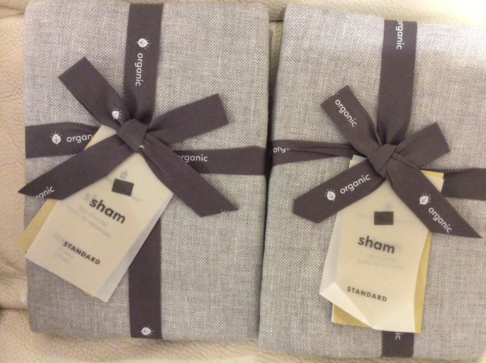 West Elm Two (2) Hemp Cotton Solid Standard Shams Silver Gray NWT - Image 1 of 1