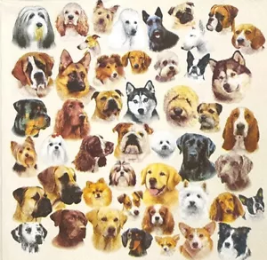 Q948# 3 servilletas de papel individuales para decoupage patrón de cabeza de varias especies de perros - Imagen 1 de 8