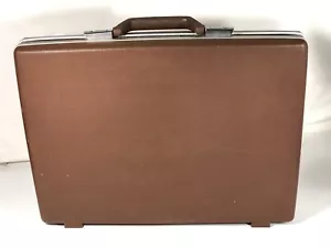 Vintage Slim Samsonite Briefcase Brown Hard Side MidCentury Attache MCM With Key - Picture 1 of 12