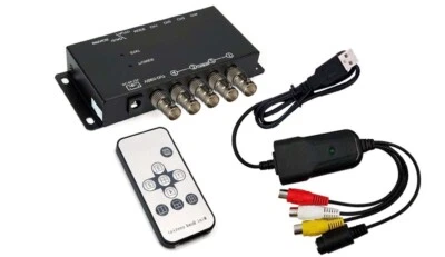 4-Channel BNC Video Multiplexer Split-Screen View USB DVR Recorder W/IR Remote - Image 1 of 4