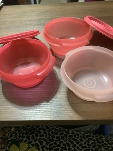 Tupperware Servierschüsseln 3er Set mit passenden Dichtungen Deckel klein Müsli Snack - Bild 1 von 8