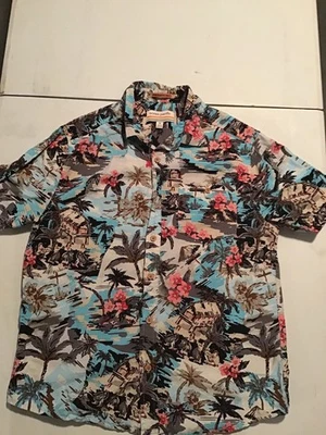 Blue Hawaiian Shirt Fun Aloha Button Down Size Med  - Image 1 of 3