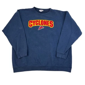 Vintage 90s Iowa State Cyclones Crewneck Sweatshirt Blue Spellout Cy Size XL - Picture 1 of 7