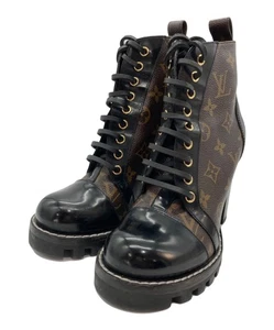 LOUIS VUITTON Boots Women's Size 37.5 Black Leather - Picture 1 of 7