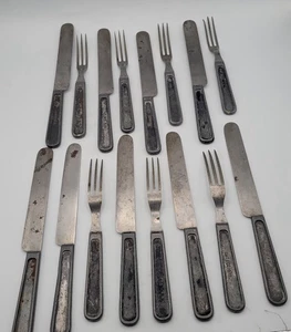 Lote De 16 Guerras Indias Originales, Guerra Hispanoamericana Tres Dientes Desorden Tenedor/Cuchillo - Imagen 1 de 10