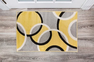 Contemporary Abstract Circles Accent Rug, Fade-Resistant Carpet for Entryway,... - Image 1 of 4