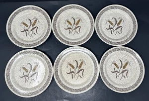6 HOMER LAUGHLIN COUNTRY WHEAT 7" Plates Table Fair Homestead Harlequin Speckled - Picture 1 of 13