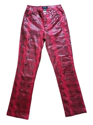 Vtg Guess Jeans Red Faux Snake Skin Pattern Pants Sz 29 - Image 1 of 4