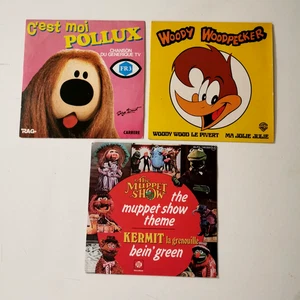 SERIE T.V. WOODY WOODPECKER /THE MUPPET SHOW/ POLLUX 3 X 45 RPM 7'' VINYL - Imagen 1 de 2